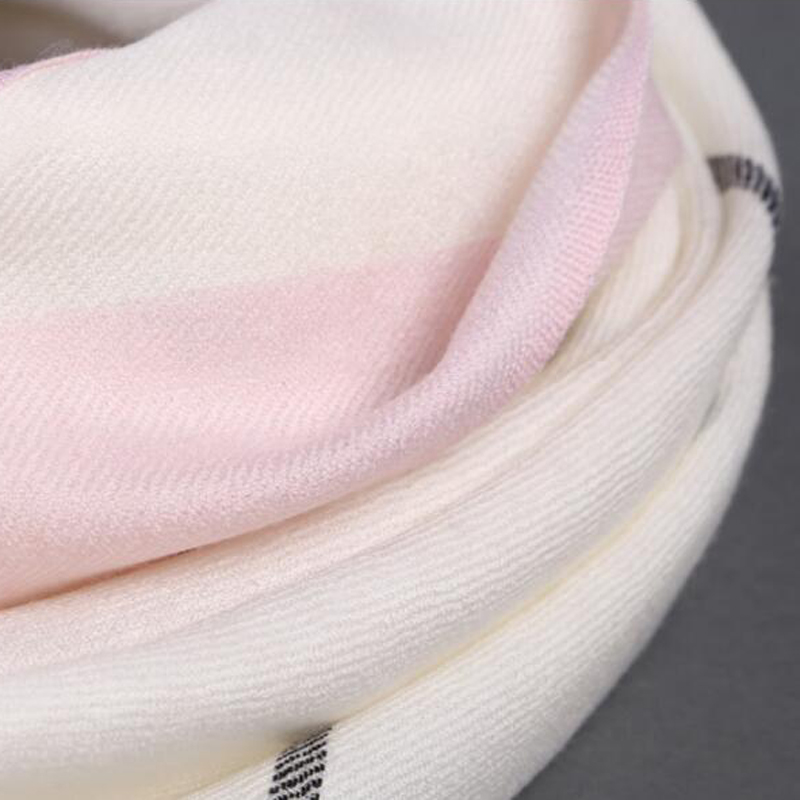 Soft Wool Scarves Gradation of Pink Plaid Women Winter Scarf